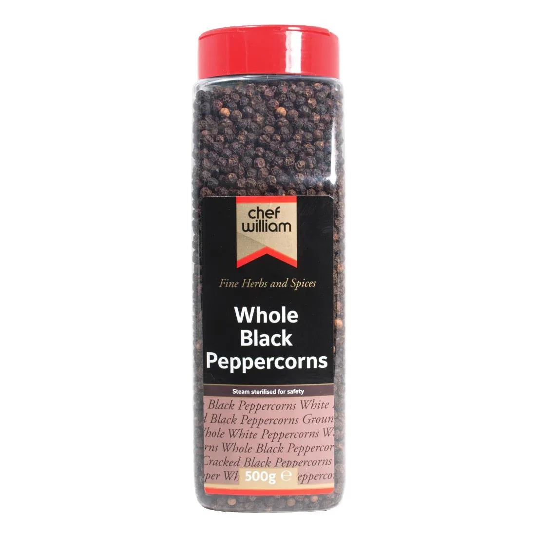 KA001 Chef William Whole Black Peppercorns 500g