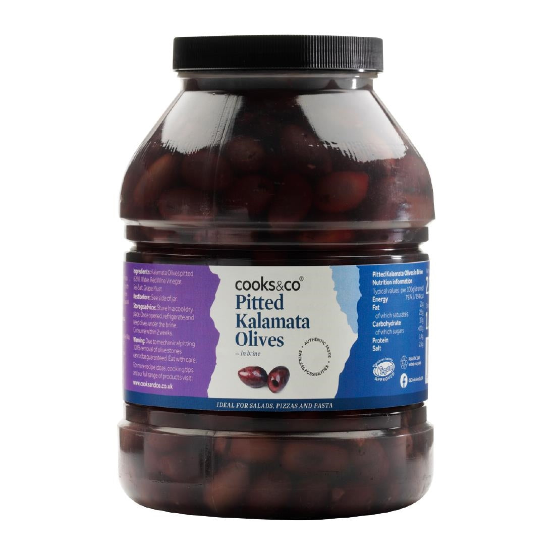 KA070 Cooks & Co Pitted Kalamata Olives 2.25kg (NDW 1.4kg)