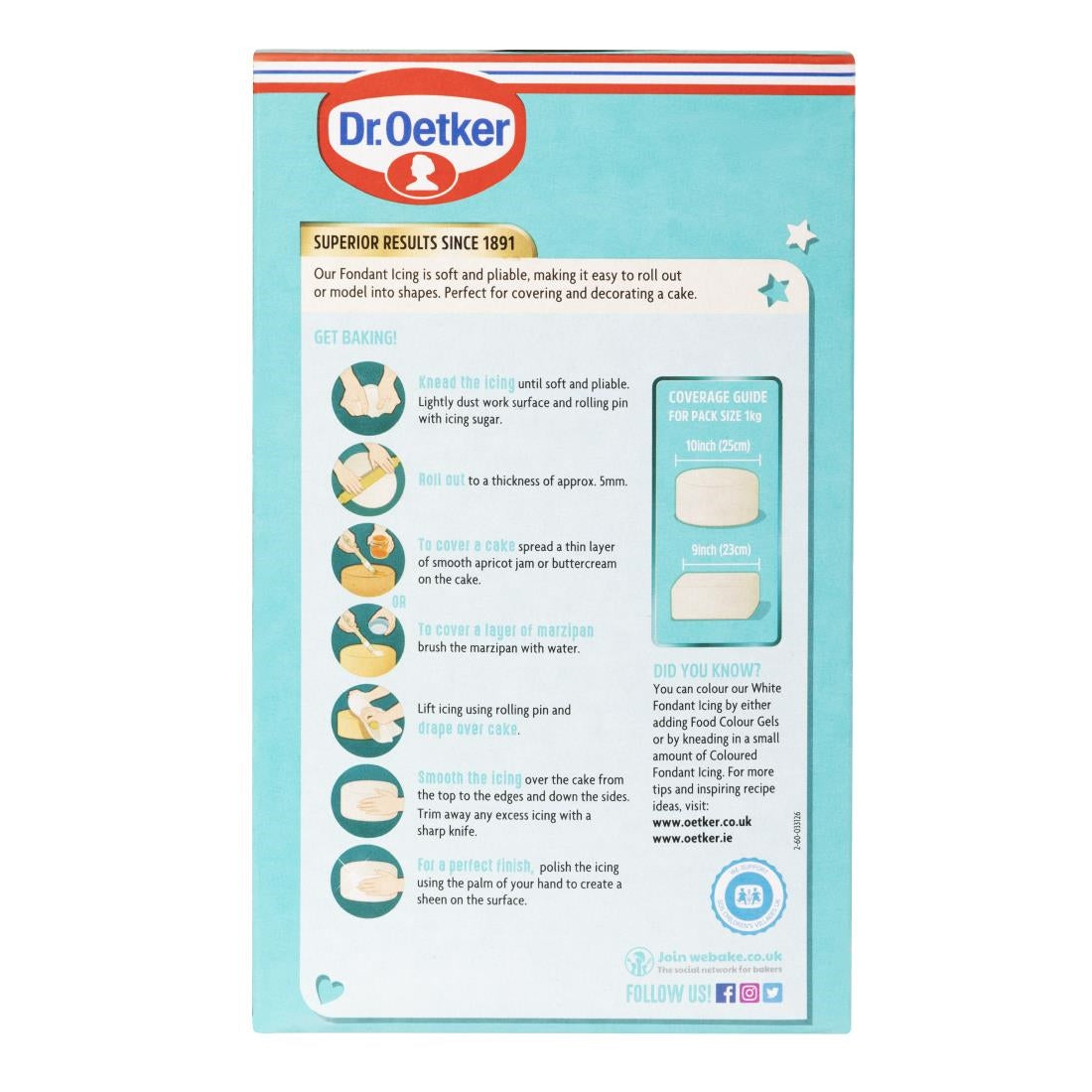 KA083 Dr. Oetker Soft Fondant White Icing Ready to Roll 1kg