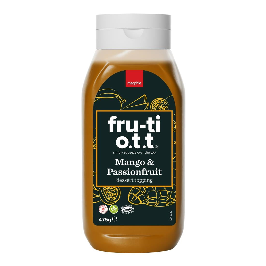 KA112 Macphie Fru-ti O.T.T Mango & Passionfruit Dessert Topping 475g