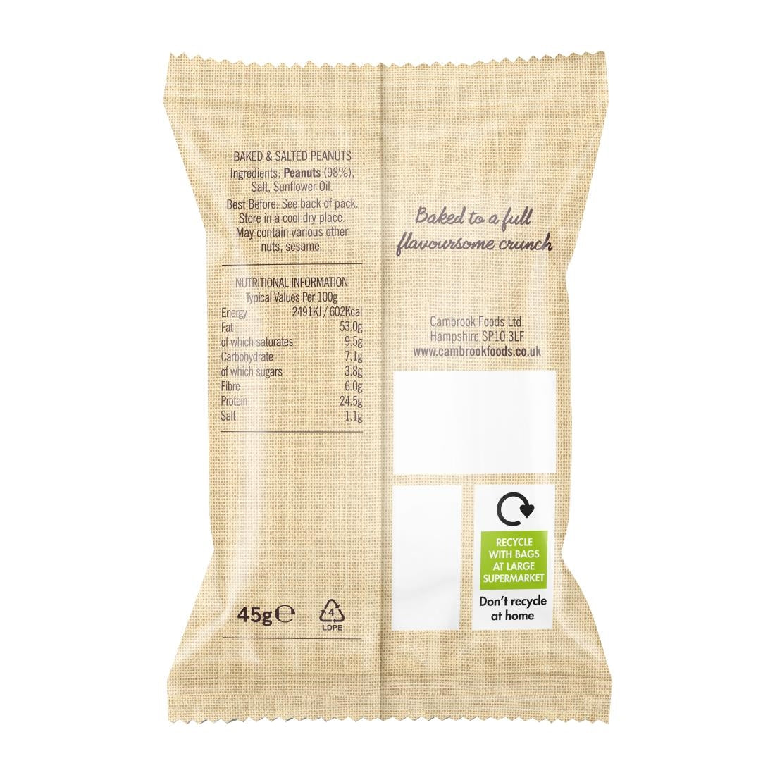 KA481 Cambrook Baked Salted Peanuts Snack Pack 45g (Pack of 24)