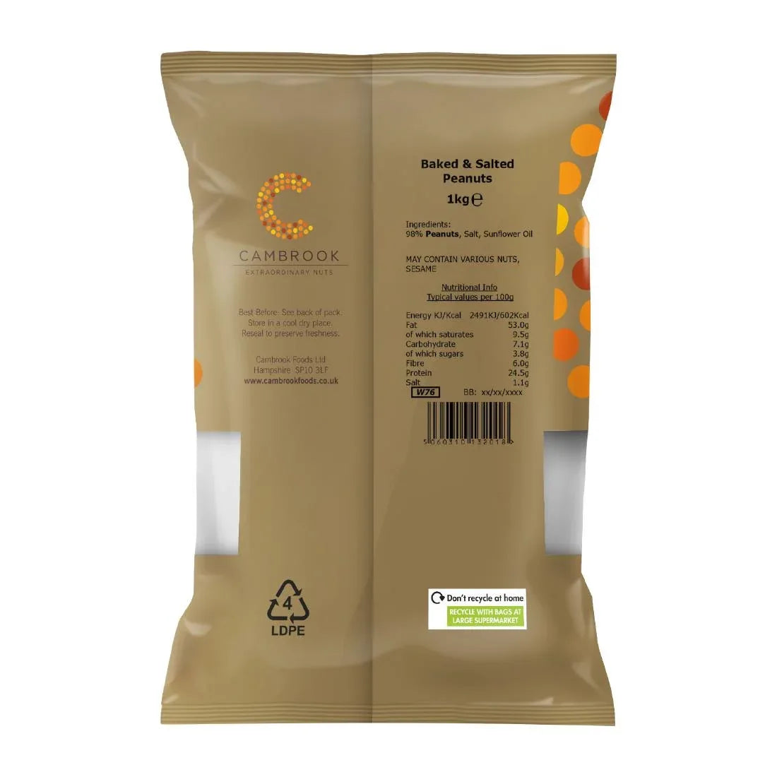KA491 Cambrook Baked & Salted Peanuts Bulk Pack 1kg