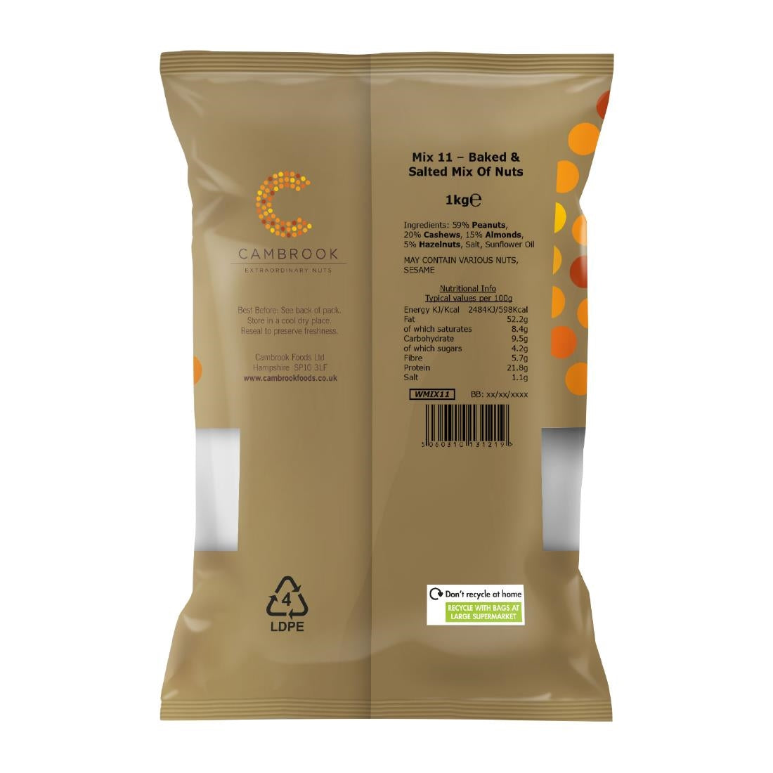 KA495 Cambrook Baked & Salted Nuts Mix Bulk Pack 1kg