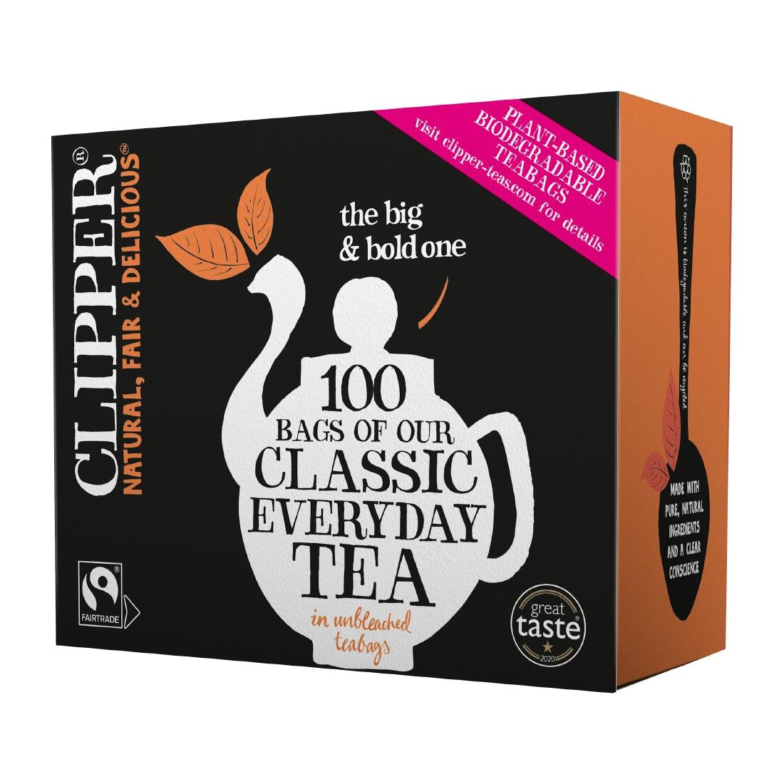 KA500 Clipper Fairtrade Classic Everyday Black Teabags - Envelope, String & Tag (Pack of 100)