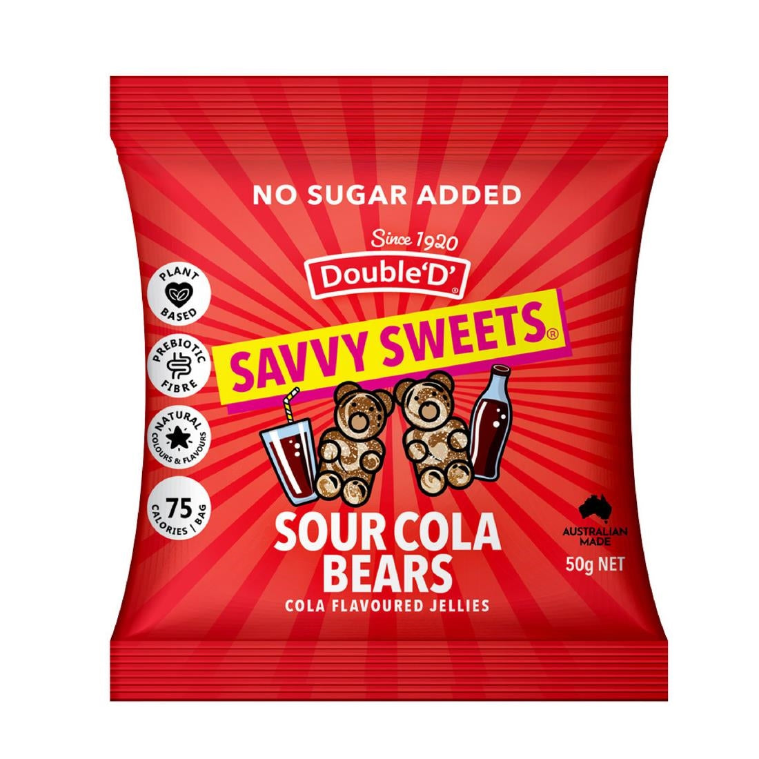 KA611 - Savvy Sweets Sour Cola Bears 50g (Pack of 12)