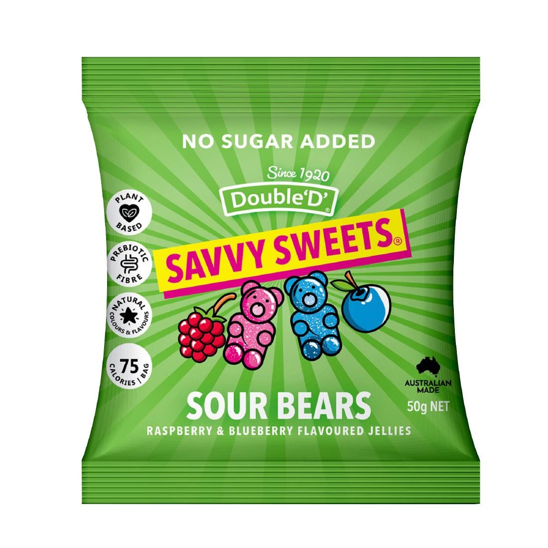 KA612 - Savvy Sweets Sour Bears 50g (Pack of 12)