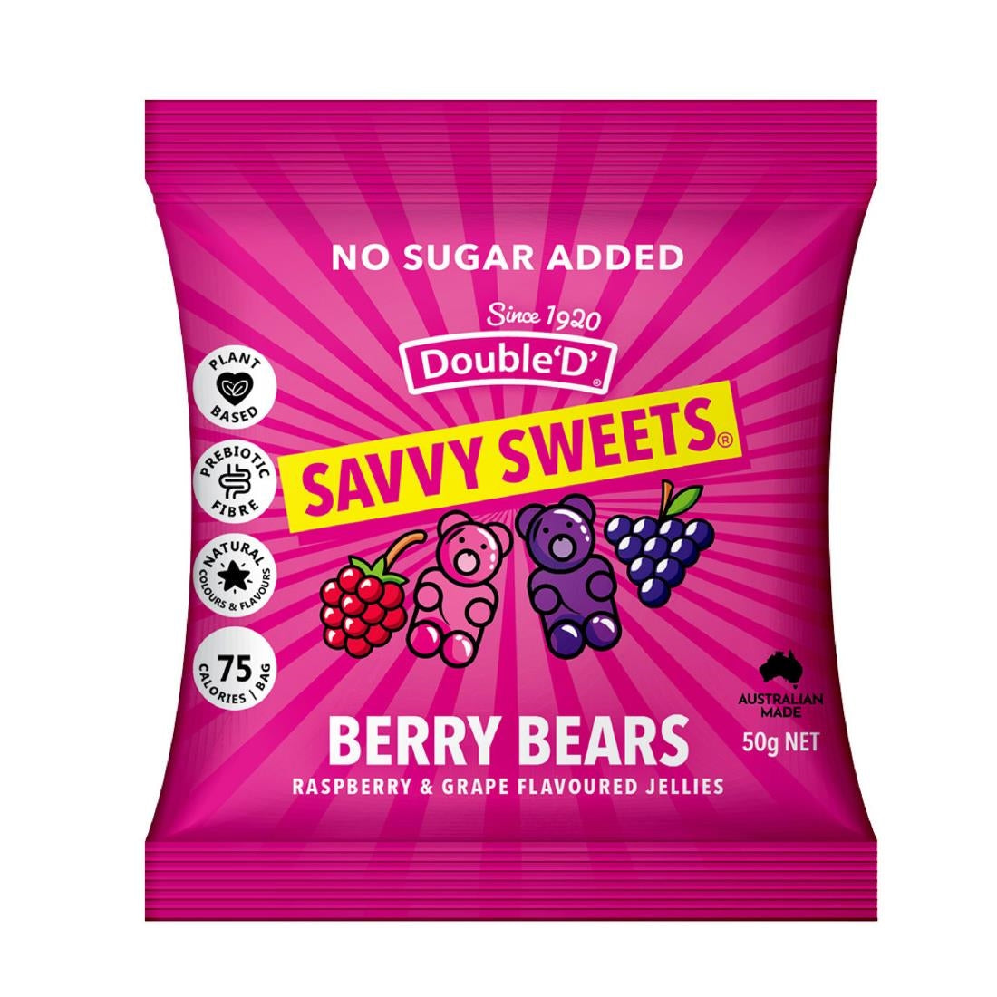 KA614 - Savvy Sweets Berry Bears 50g (Pack of 12)