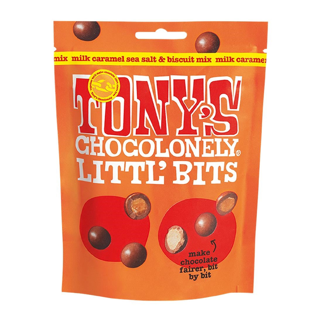 KA617 - Tony's Chocolonely Littl' Bits Milk Caramel Sea Salt Biscuit Mix 100g (8 Pack)