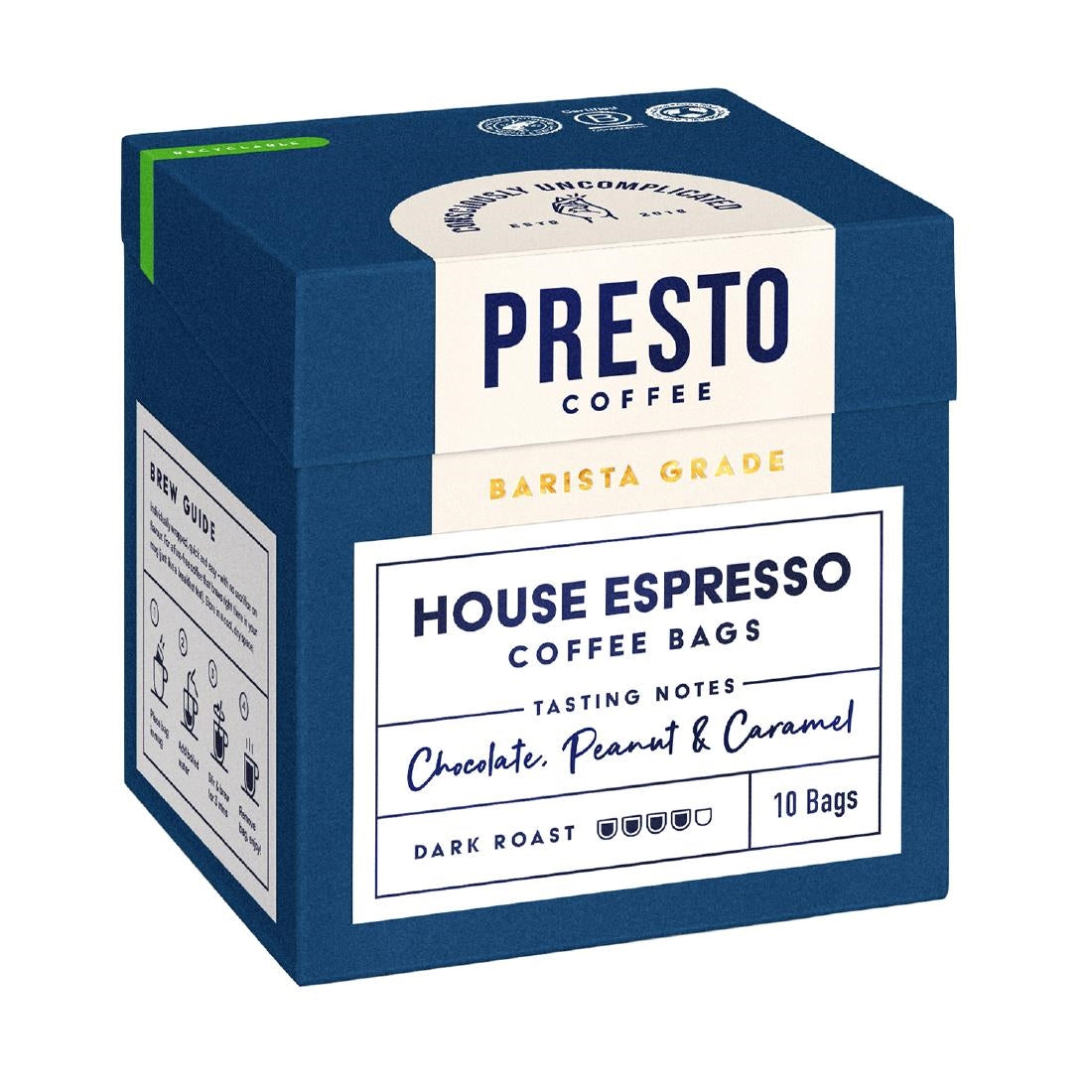 KA734 Presto Coffee House Espresso Coffee Bags Enveloped 8g (10 Pack)