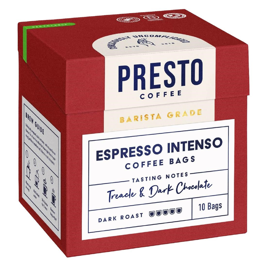 KA735 Presto Coffee Espresso Intenso Coffee Bags Enveloped 8g (10 Pack)