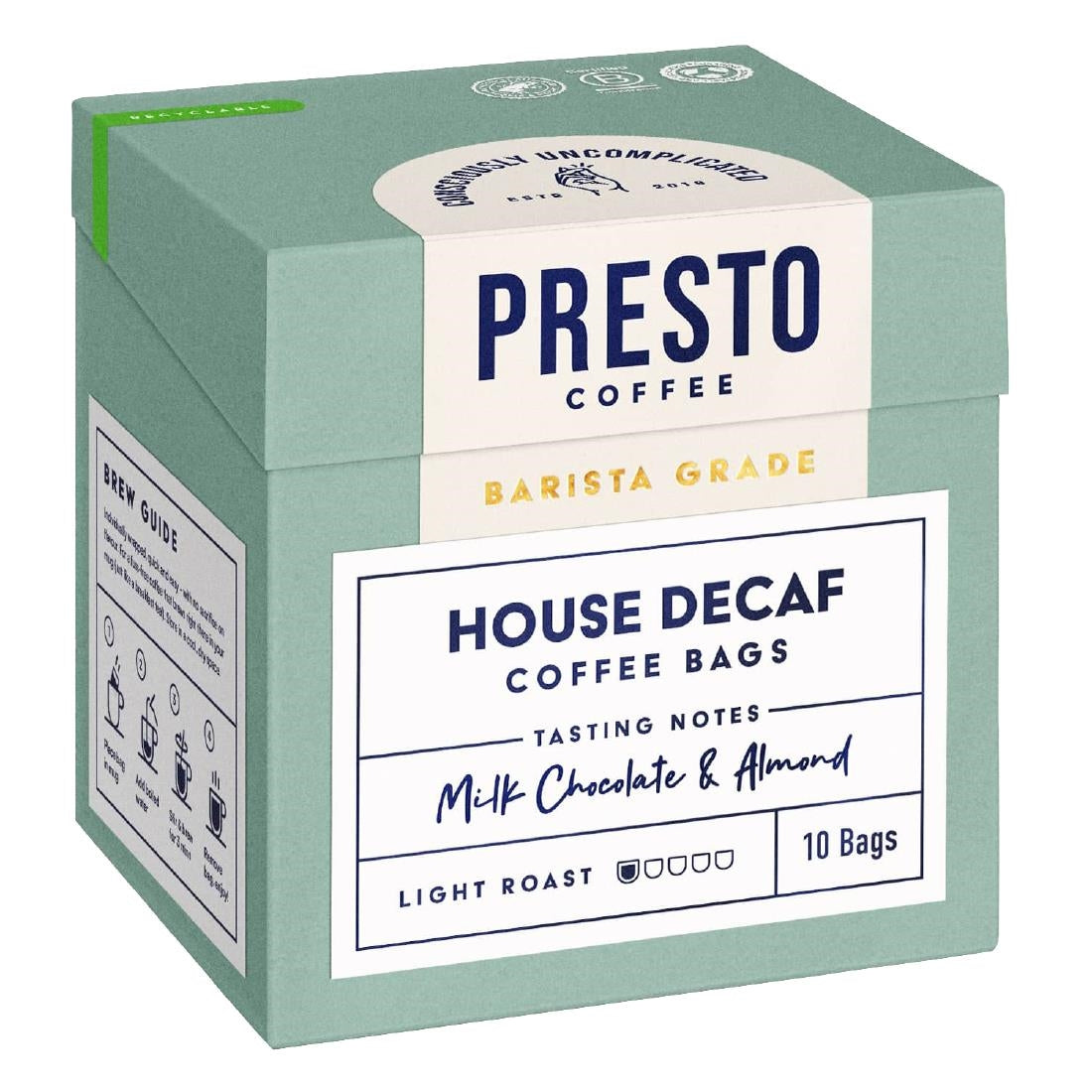 KA736 Presto Coffee House Decaf Coffee Bags Enveloped 8g (10 Pack)