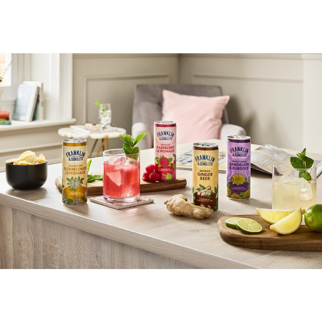 Franklin & Sons Pressed Raspberry Lemonade Cans 250ml (12 Pack)