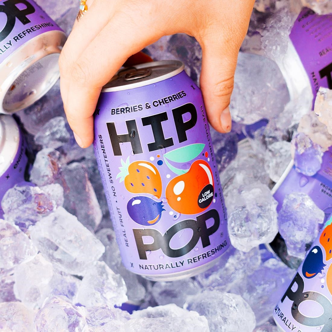 Hip Pop Living Soda Berries & Cherries 330ml (12 Pack)