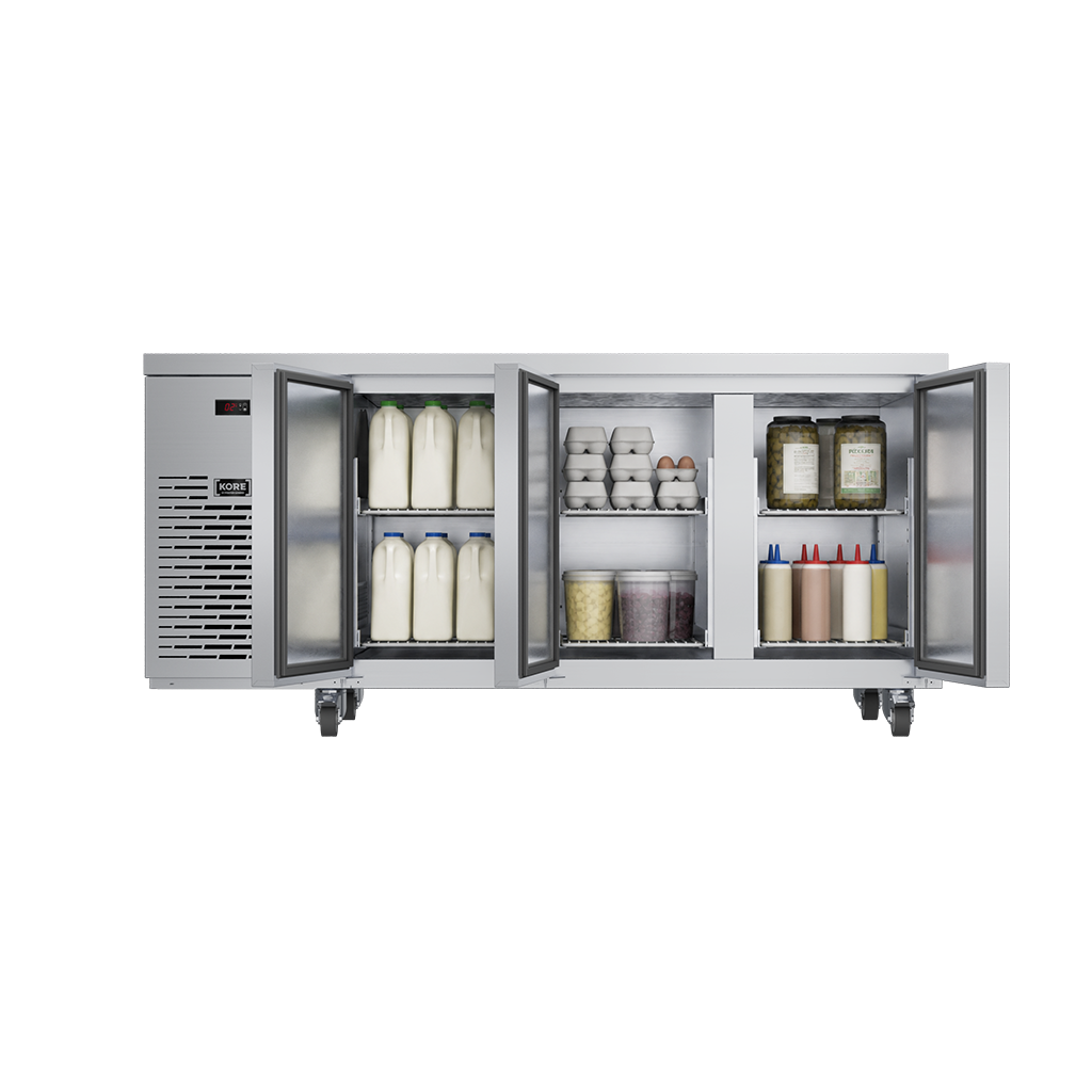 KORE KC3H 435 Litre Refrigerator (51-111) — loaded interior illustration; contents not included
