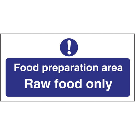 L846 Vogue Food Preparation Area Raw Food Only Sign