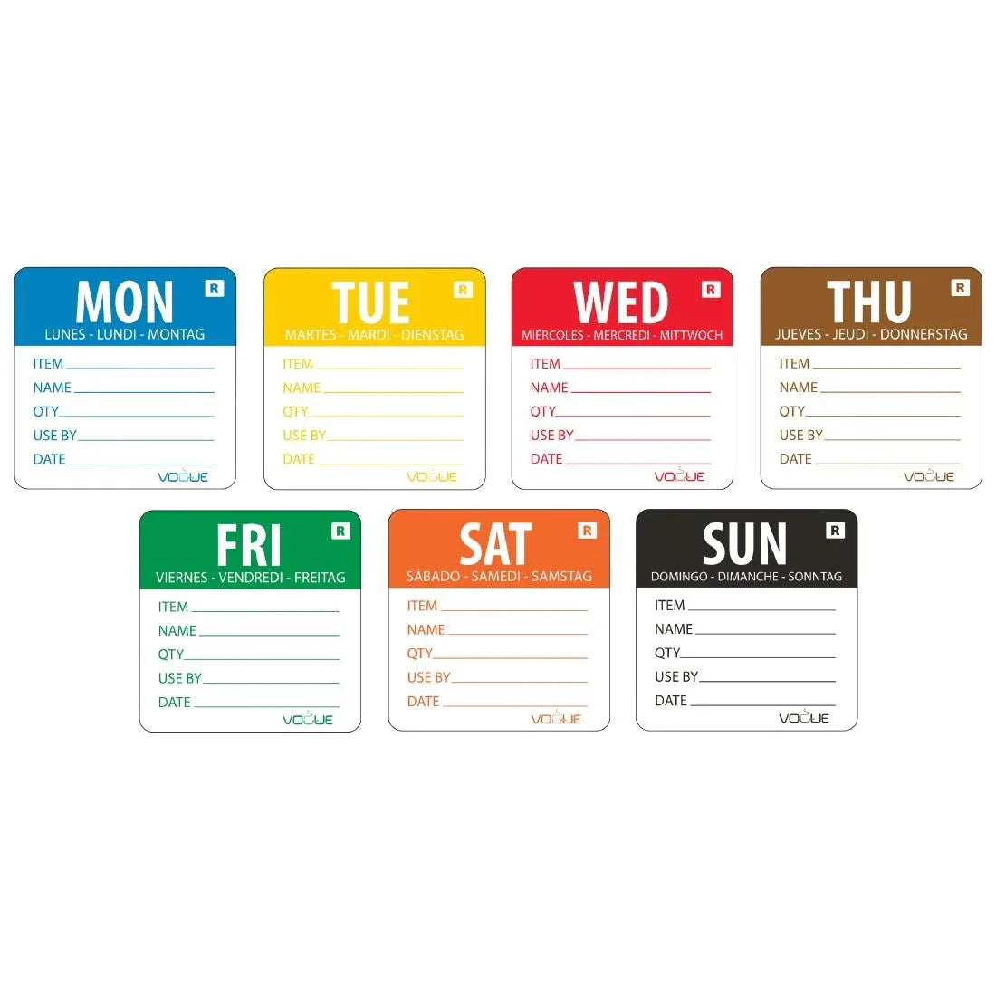 L938 Vogue Removable Day of the Week 50mm Label Set (Pack of 3500) - JD Catering Equipment Solutions Ltd