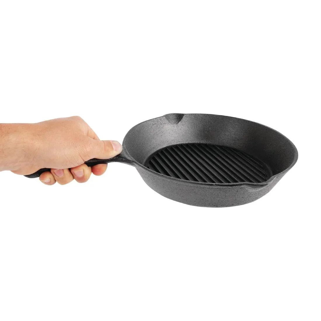 M652 Vogue Round Cast Iron Ribbed Skillet Pan - JD Catering Equipment Solutions Ltd