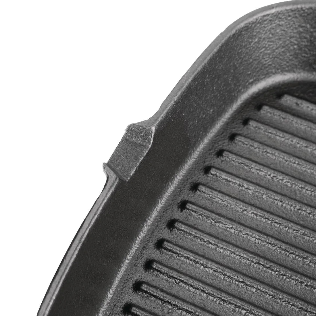 M653 Vogue Square Cast Iron Ribbed Skillet Pan - JD Catering Equipment Solutions Ltd