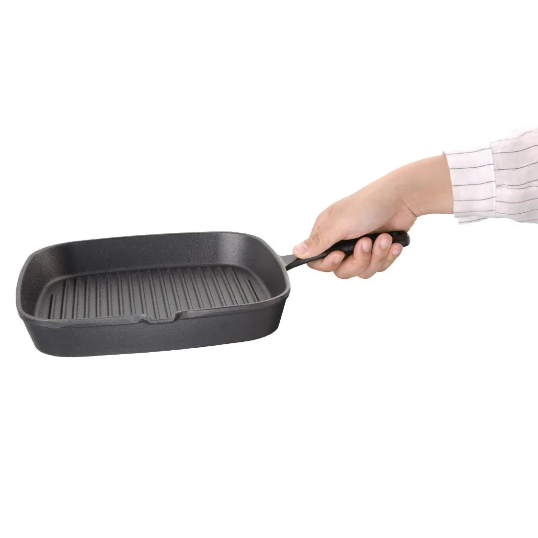 M653 Vogue Square Cast Iron Ribbed Skillet Pan - JD Catering Equipment Solutions Ltd