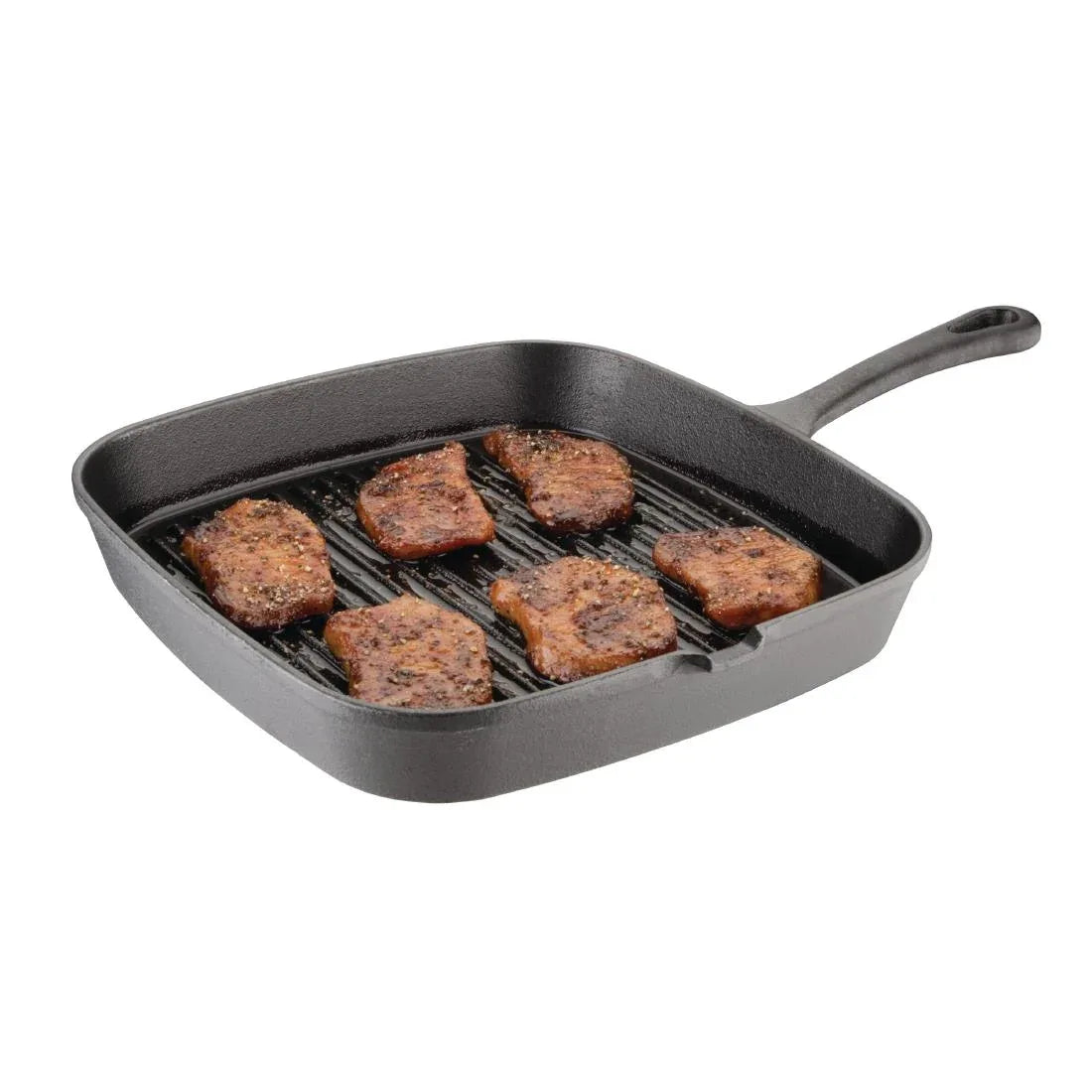 M653 Vogue Square Cast Iron Ribbed Skillet Pan - JD Catering Equipment Solutions Ltd