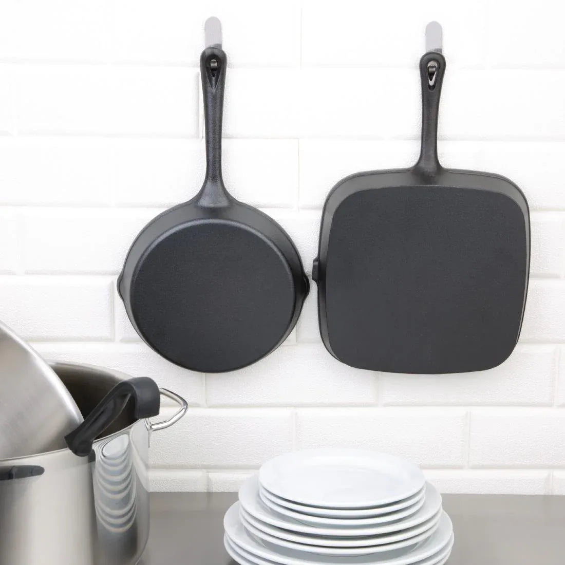M653 Vogue Square Cast Iron Ribbed Skillet Pan - JD Catering Equipment Solutions Ltd