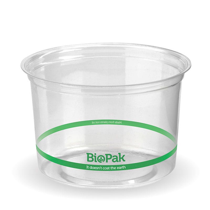 PLA BioBowl - Clear - 500ml - 500/ctn - clear - BioPak commercial catering consumable