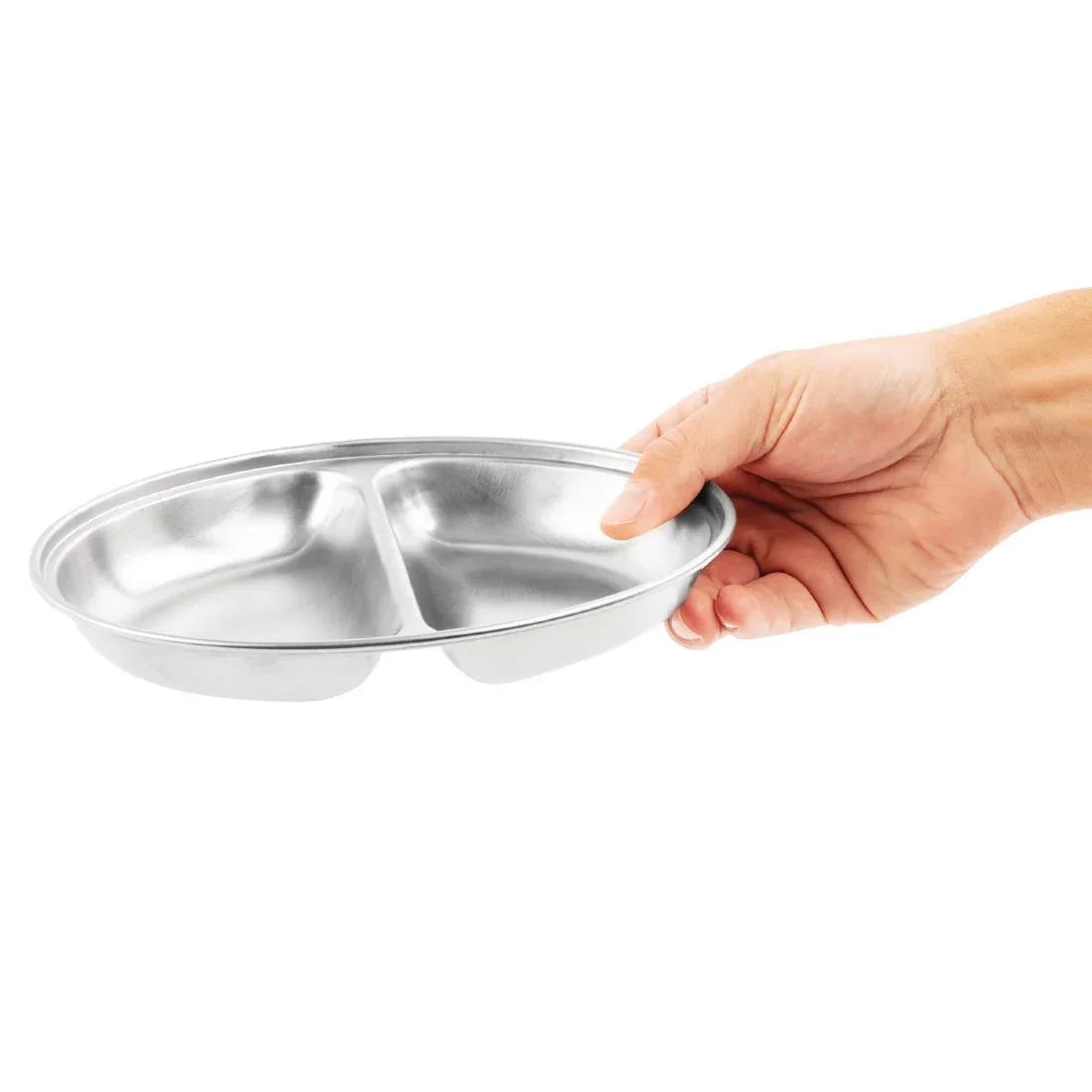 P184 Olympia Oval Vegetable Dish Two Compartments 200mm - JD Catering Equipment Solutions Ltd