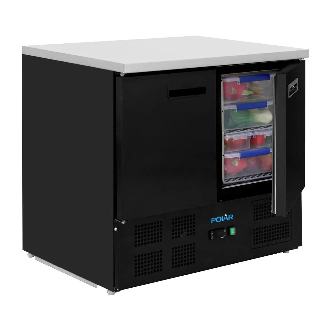 PG022 Polar G-Series Double Door Counter Fridge in Black - 240Ltr