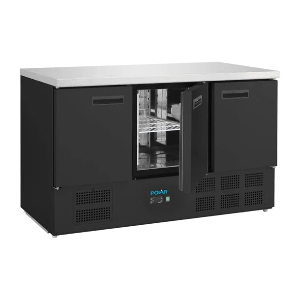 PG023 Polar G-Series Triple Door Counter Fridge Black 400Ltr