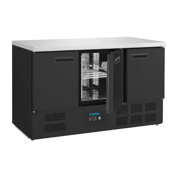PG023 Polar G-Series Triple Door Counter Fridge Black 400Ltr