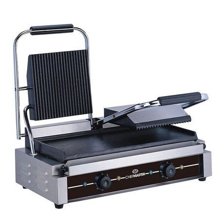 Chefmaster Large Single/Double Contact Grill - Ribbed/Flat