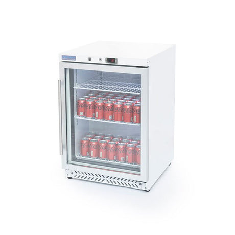 Arctica Medium Duty Undercounter Refrigerator - Glass Door - 143Ltr - White  HEF540