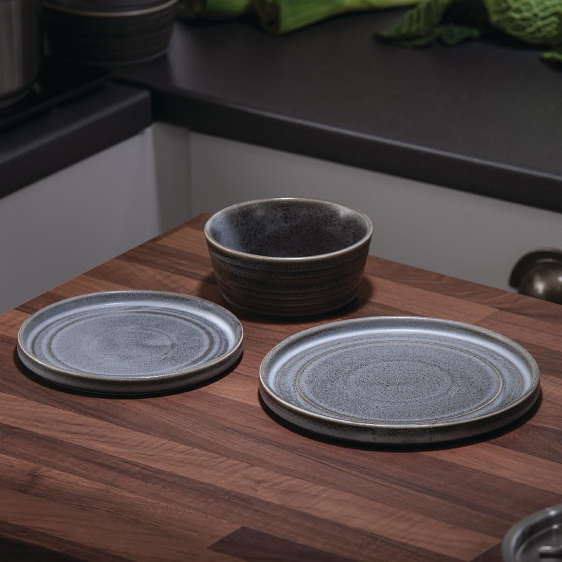 SA623 Olympia Cavolo Serve Like A Pro 18-Piece Charcoal Dusk Dinner Set