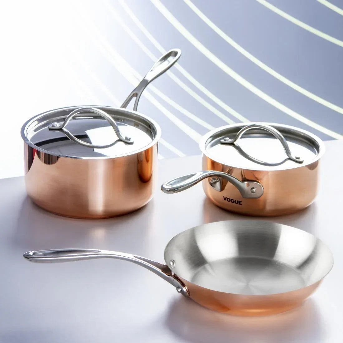 SA655 Vogue Cook Like A Pro 3-Piece Tri-Wall Copper Cookware Set - JD Catering Equipment Solutions Ltd