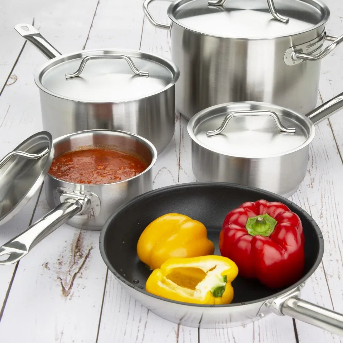 SA693 Vogue Cook Like A Pro 5-Piece Stainless Steel Induction Cookware Set - JD Catering Equipment Solutions Ltd