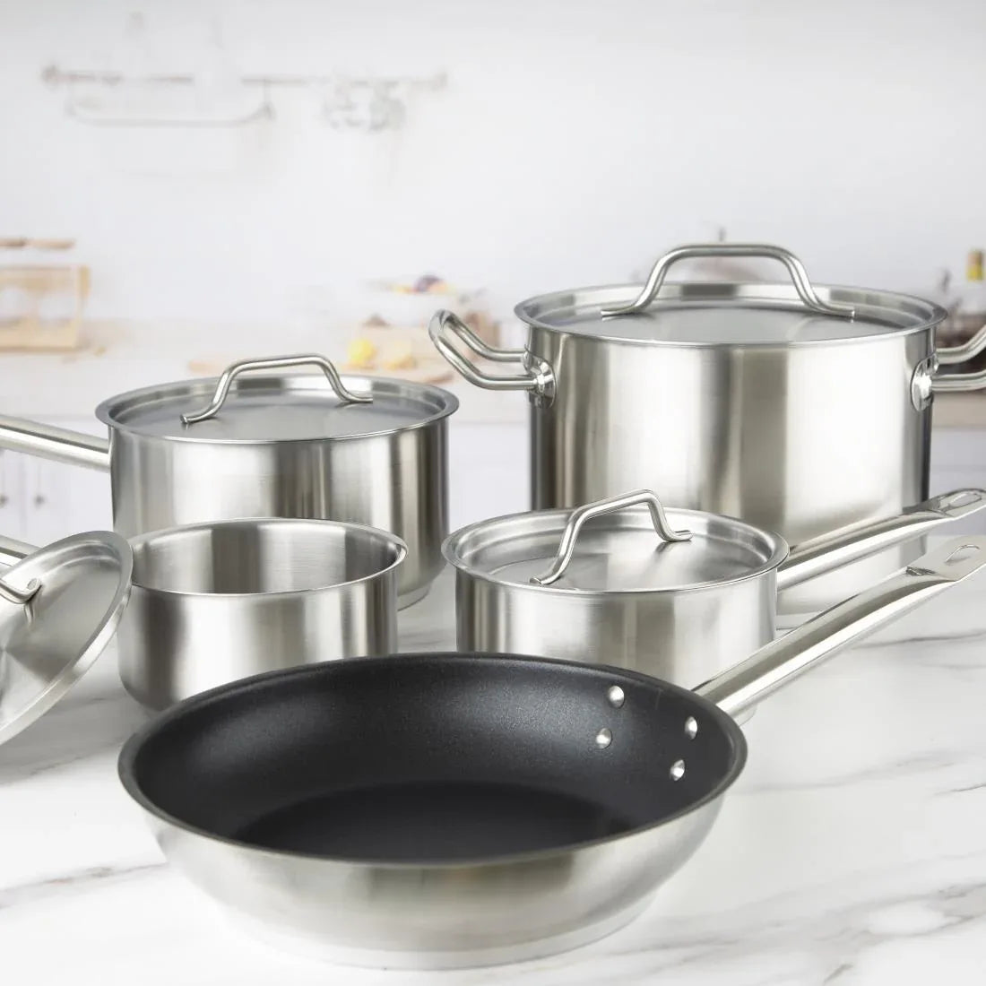 SA693 Vogue Cook Like A Pro 5-Piece Stainless Steel Induction Cookware Set - JD Catering Equipment Solutions Ltd