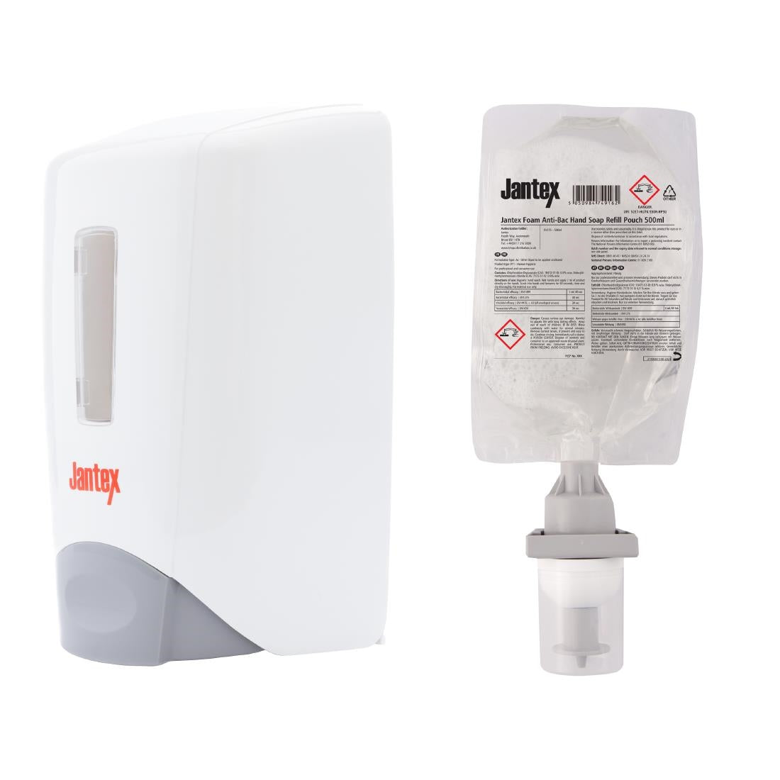 SA813 Jantex Manual Anti-Bac Soap Dispenser and Refill Bundle 500ml