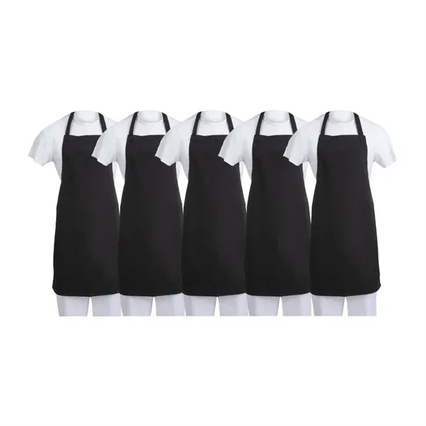 SA816 Whites Bib Apron Polycotton Black (5 pack)