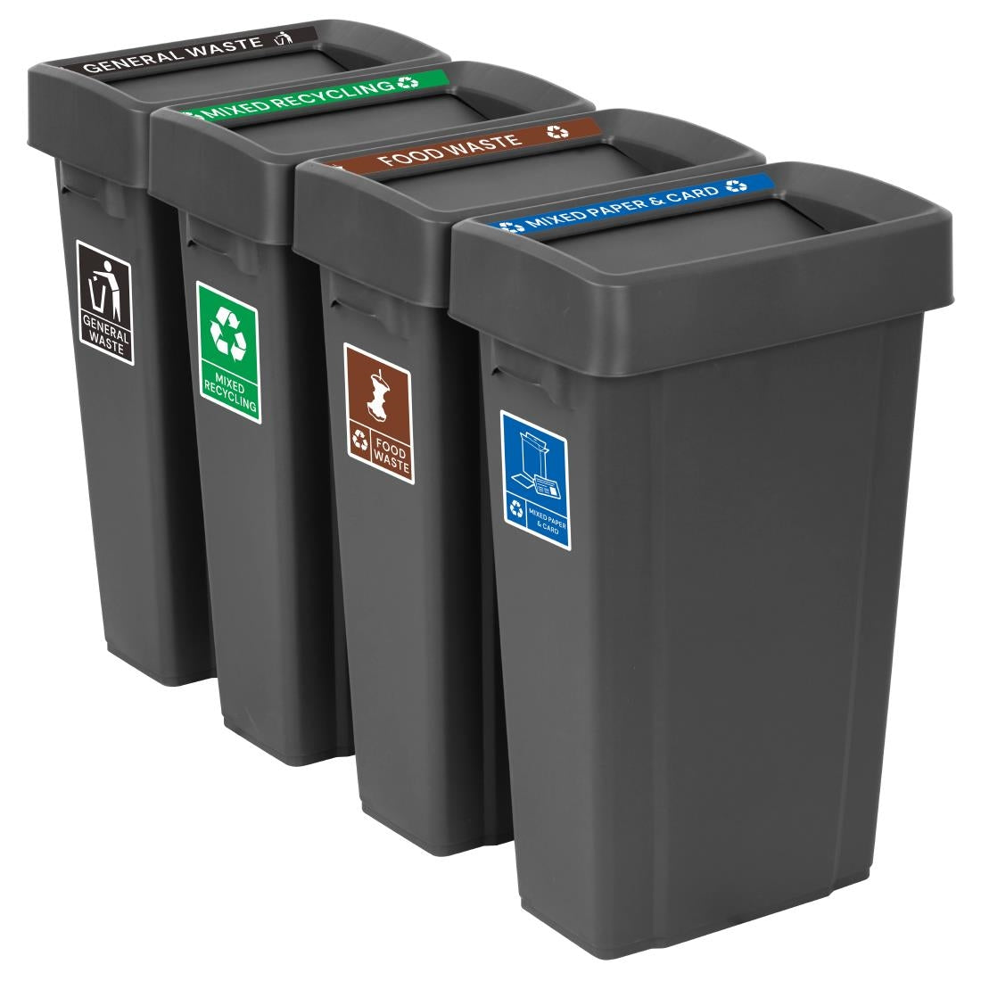 SA837 Jantex Simpler Recycling Slim Bin Bundle Black 4x 80Ltr