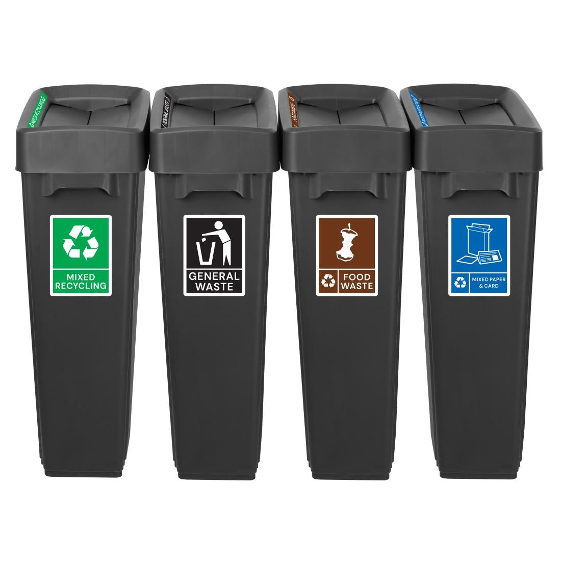 SA837 Jantex Simpler Recycling Slim Bin Bundle Black 4x 80Ltr