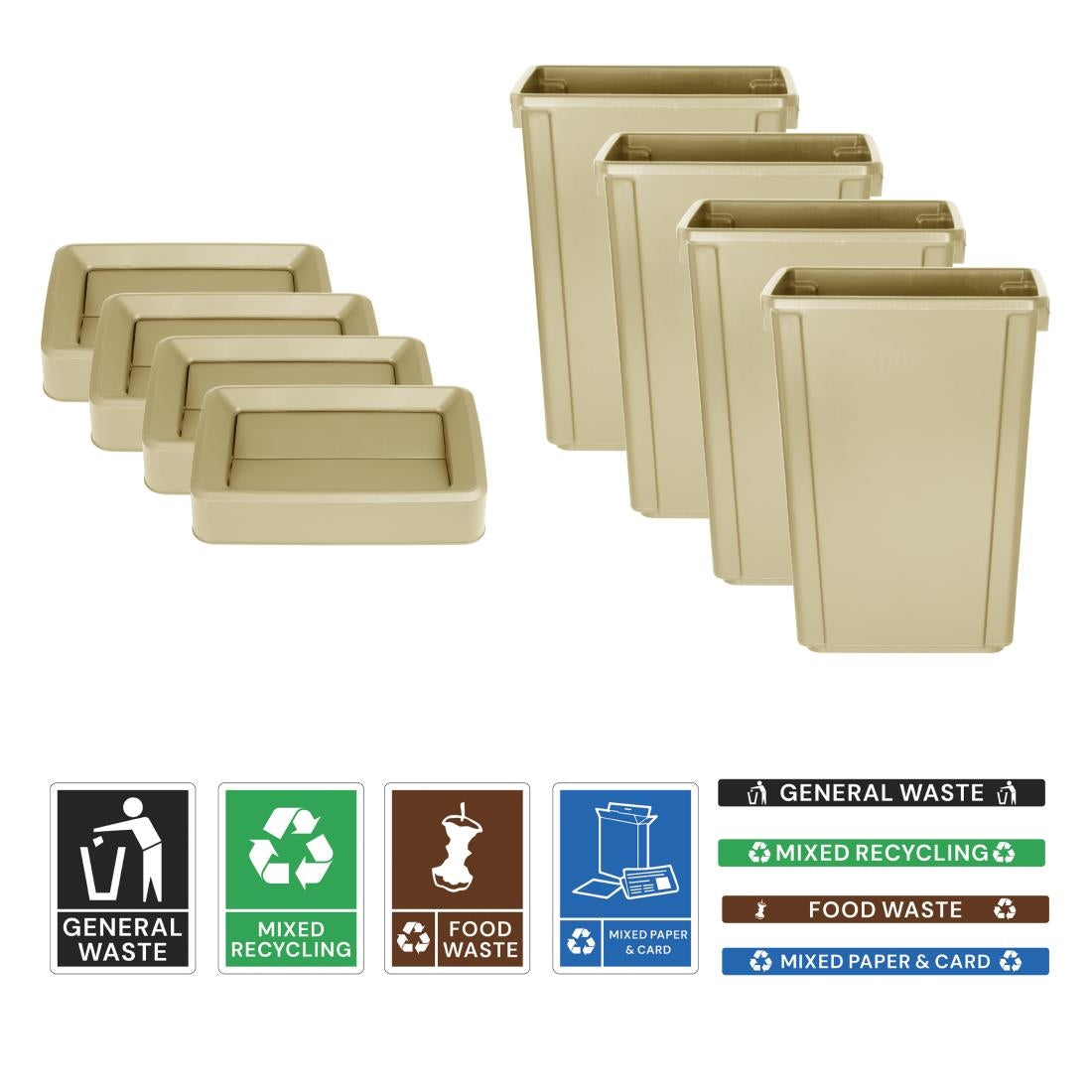SA839 Jantex Simpler Recycling Slim Bin Bundle Beige 4x 60Ltr