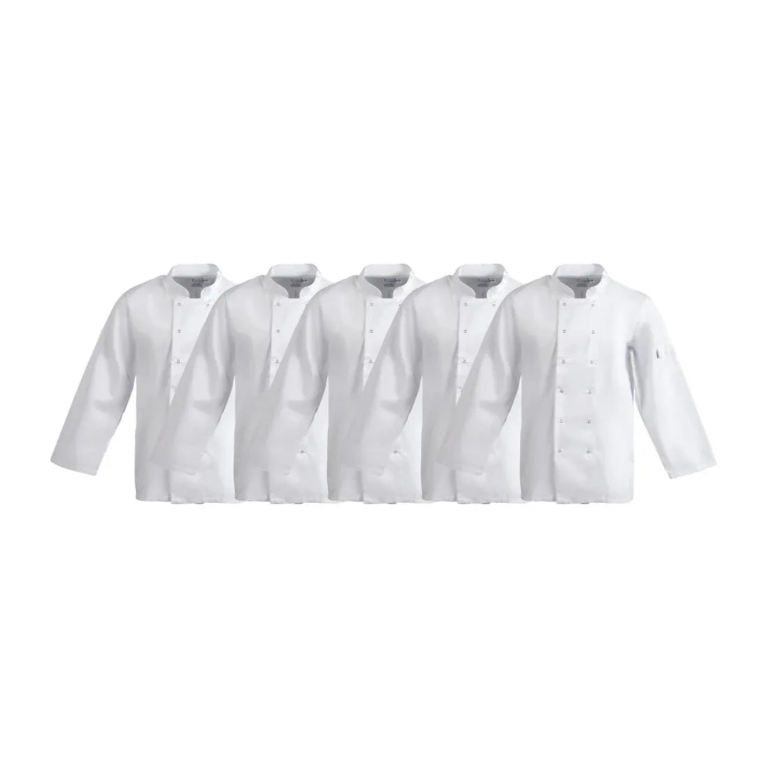 SA846 Whites Vegas Chefs Jacket Long Sleeve White Polycotton - Size M - A134-M (Pack 5)