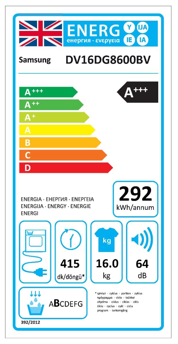 Samsung DV16DG8600BV Heat Pump Tumble Dryer, 16kg