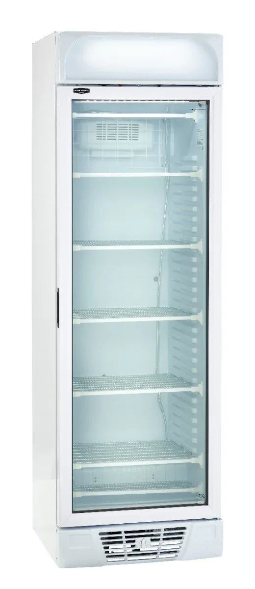 Sterling Pro BBVF372-HC Green Upright Glass Single Door Display Freezer 382 Litres