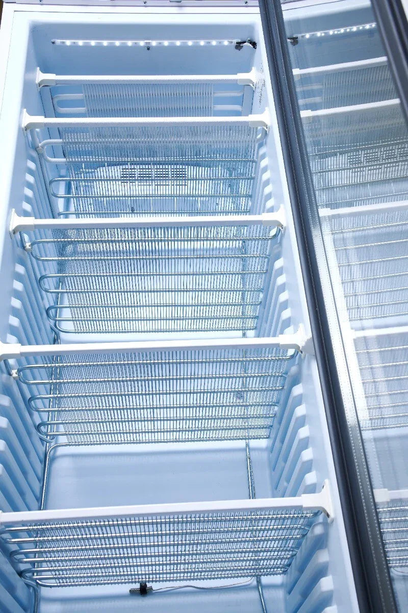 Sterling Pro BBVF372-HC Green Upright Glass Single Door Display Freezer 382 Litres