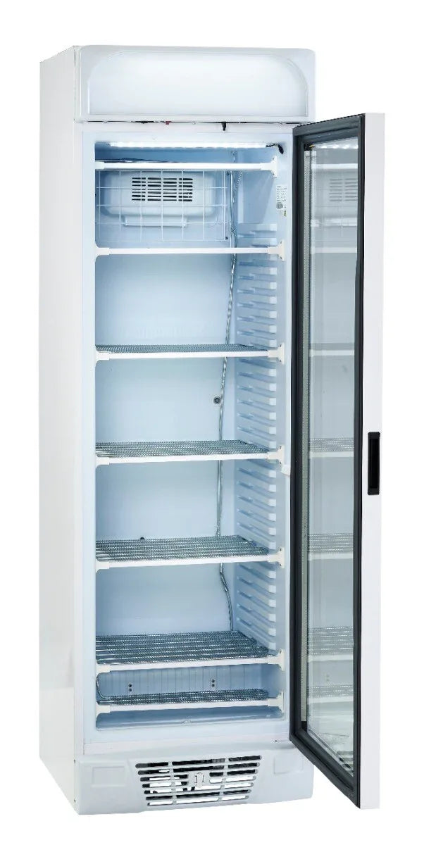 Sterling Pro BBVF372-HC Green Upright Glass Single Door Display Freezer 382 Litres