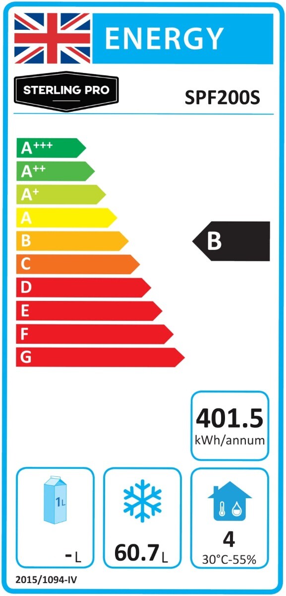 Sterling Pro Cobus SPF200S Single Door Stainless Steel Undercounter Freezer 140 Litres
