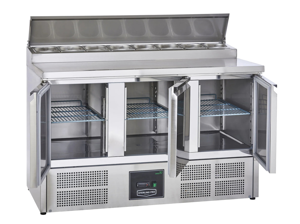 Sterling Pro Cobus SPU300PZ 3 Door Preparation Counter 8 x GN1/6 392 Litres