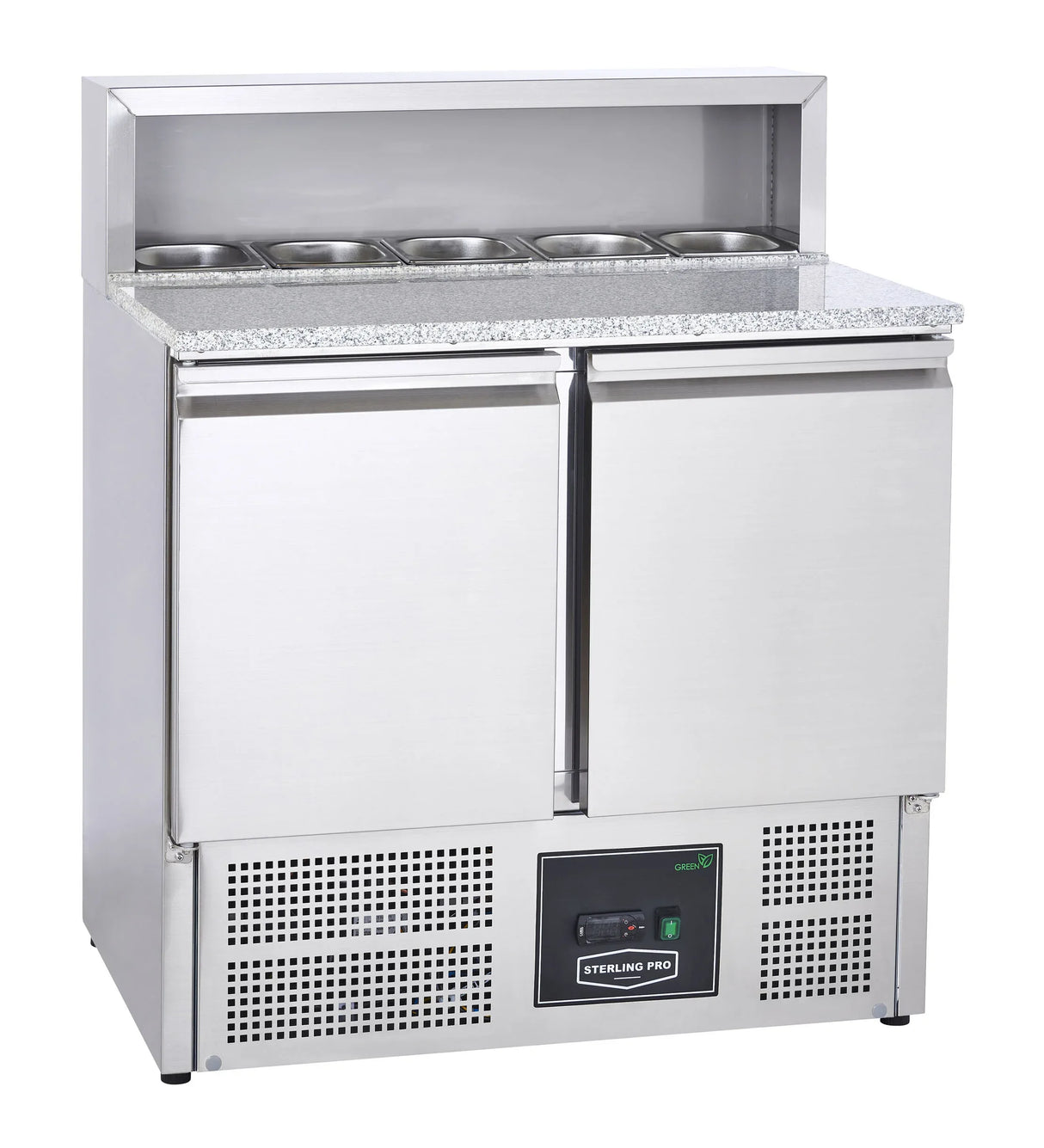 Sterling Pro Cobus SPU902PZ 2 Door Pizza Counter Granite Top 5 x GN1/6 240 Litres - JD Catering Equipment Solutions Ltd