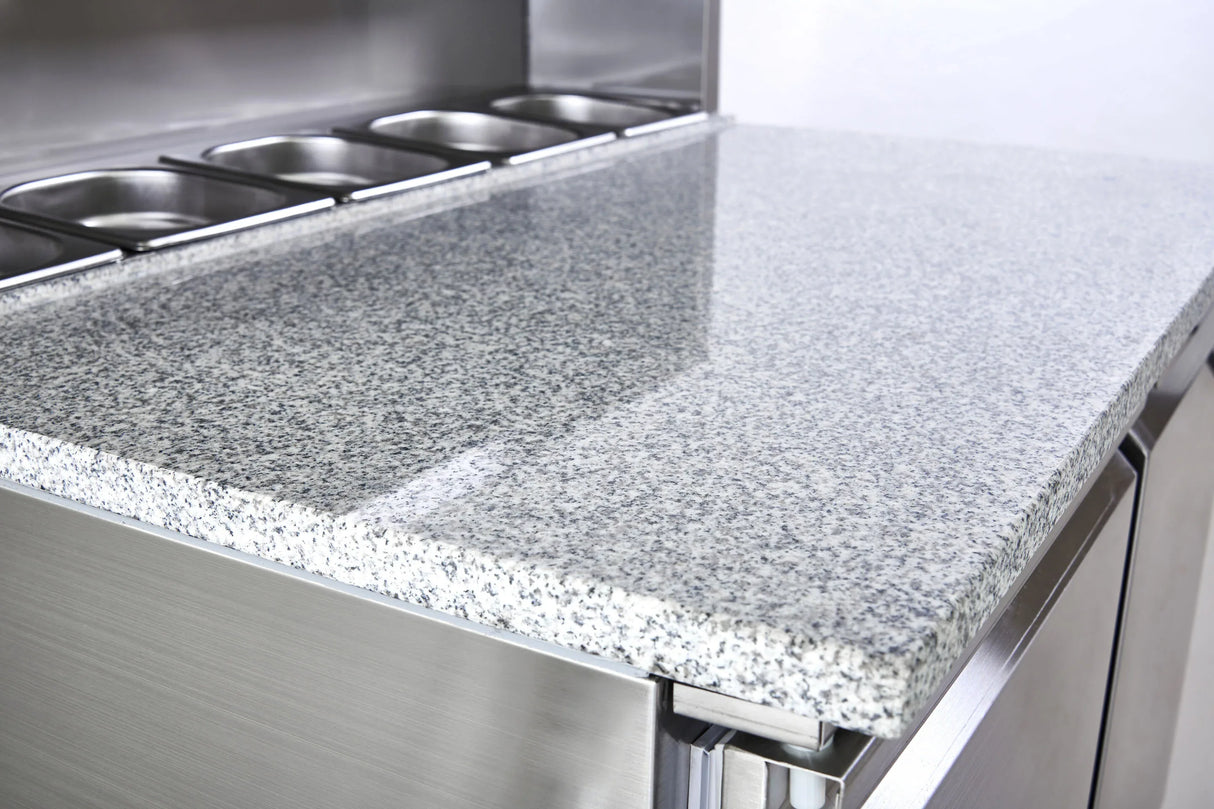 Sterling Pro Cobus SPU902PZ 2 Door Pizza Counter Granite Top 5 x GN1/6 240 Litres - JD Catering Equipment Solutions Ltd